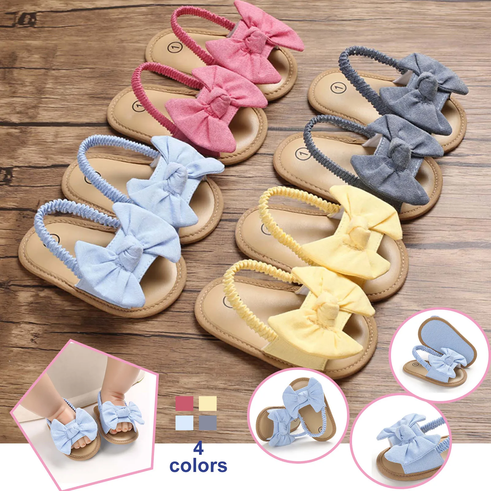 

Baby Girls Bow Knot Sandals Cute Summer Flat Princess Shoes Infant First Walkers newborn shoes pour nouveaux