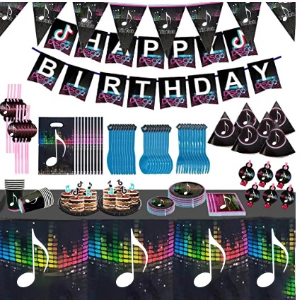 День рождения посуда настенное Бумага Знамени чашки ткани поддон Ножи вилка и