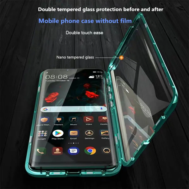 Роскошный защитный Магнитный чехол на весь корпус для huawei P30 Pro P20 mate 20 Pro 360, чехол из закаленного стекла на заднюю панель huawei P30Pro