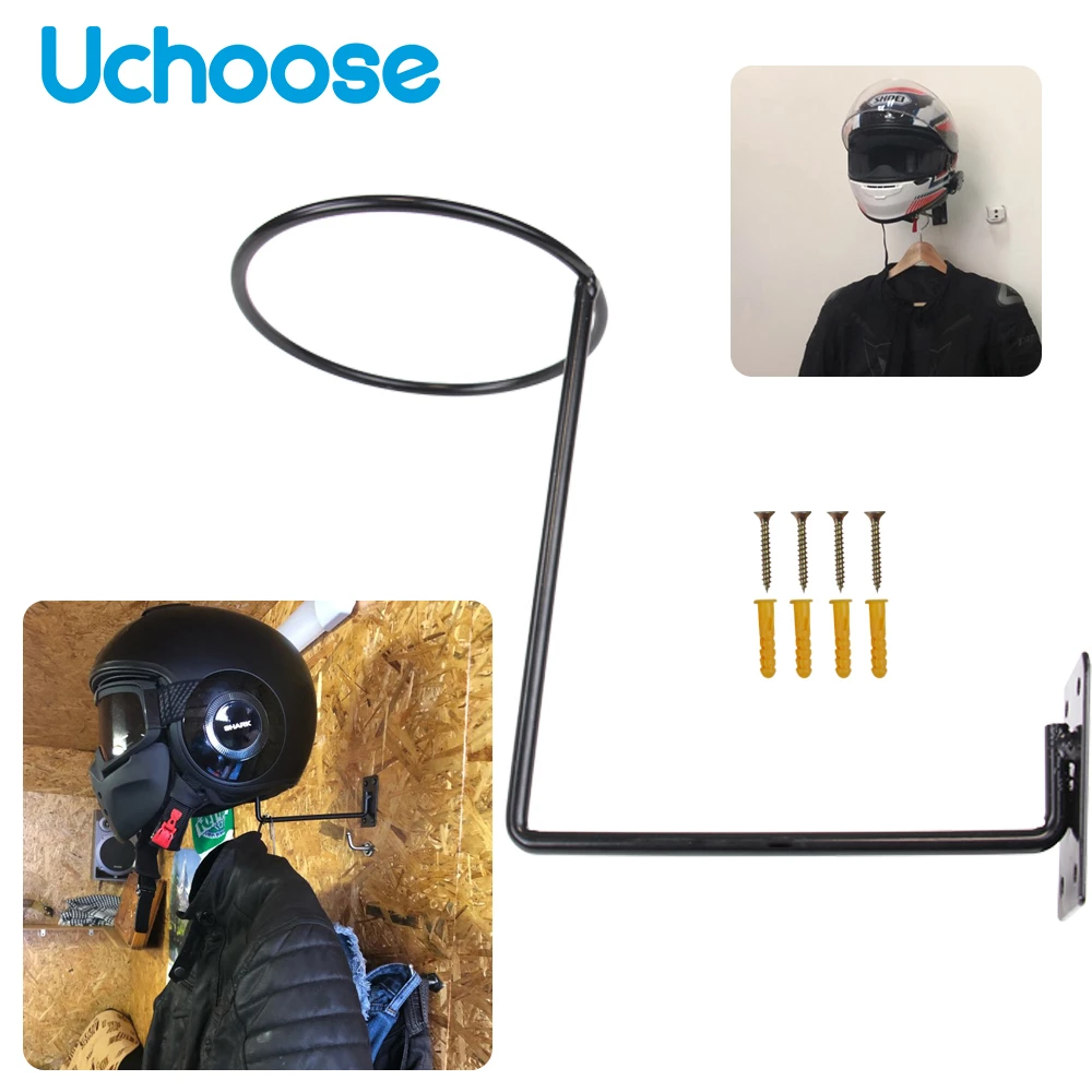 

Steel Motorcycle Accessories Helmet Holder Hanger Rack Wall Mounted Hook for Coats Hats Caps Helmet Rack Black white