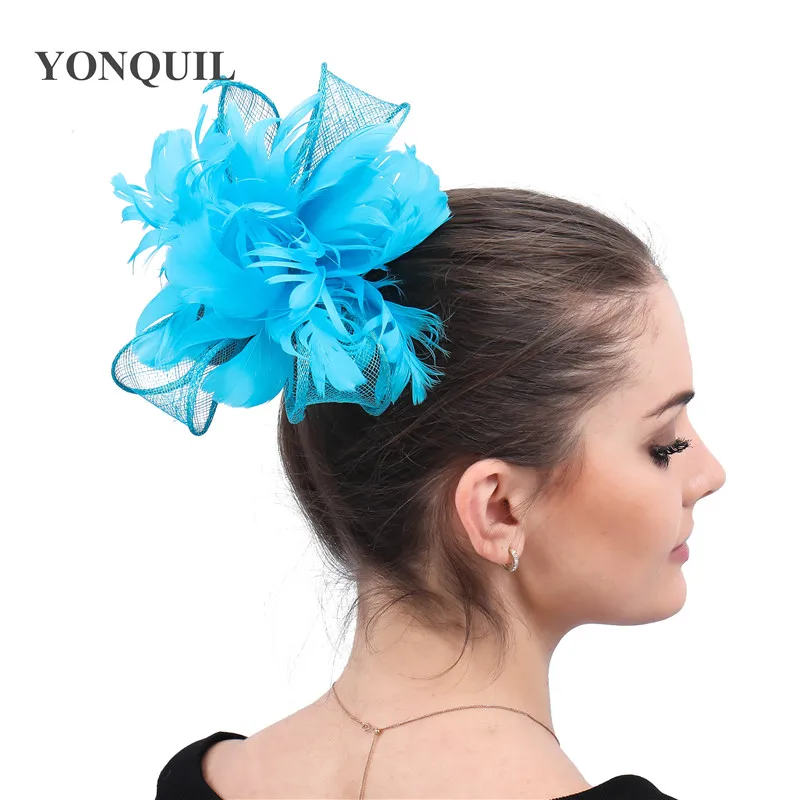 Красивые с перьями и цветами на свадьбу чародей невесты Головные Уборы Заколка