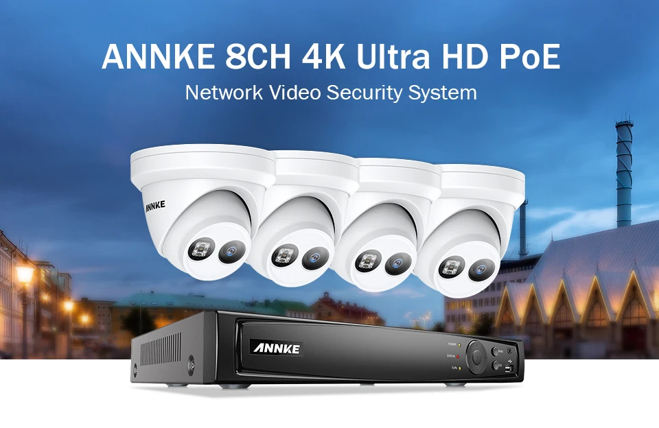 ANNKE 8CH 4K Ultra HD POE сетевая видео система безопасности 8MP H.265+ NVR с 4X8 Мп Всепогодная ip-камера поддержка 128G TF карта