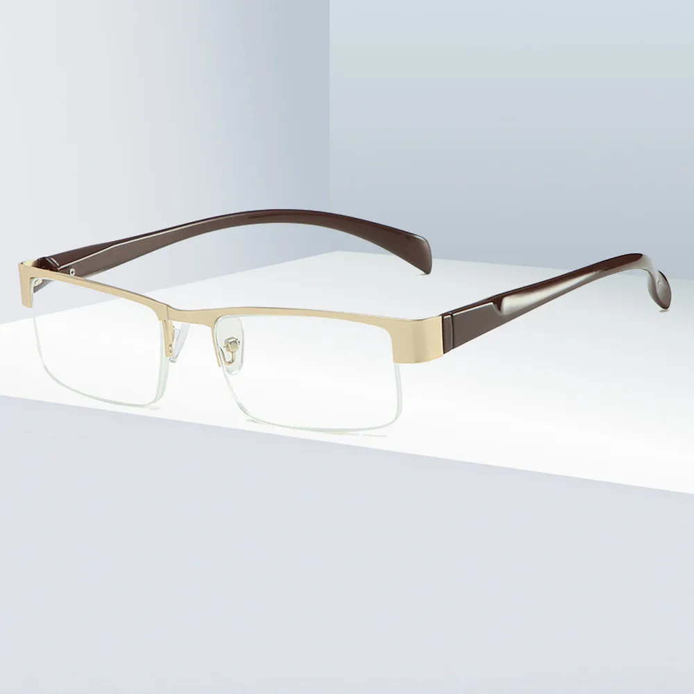 

Vintage Men Half-frame Resin Computer Glasses Anti-blue Light Reading Glasses Men's Business Clear Reading Glasses +1.0 To +4.0