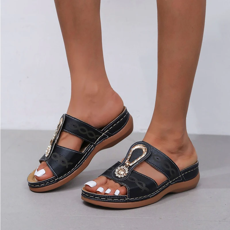 Women's slippers Fish Mouth Hollow Breathable Wedge Sandal Shoes Casual Fashion Comfortable Indoor Slippers Outdoor Beach Shoes