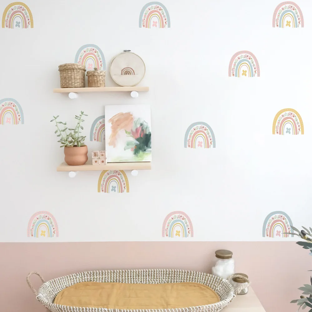 

2021 Flower Series Rainbow for Kindergarten Children's Room Art Classroom Early Education Center Wall Decoration Stickers DIY