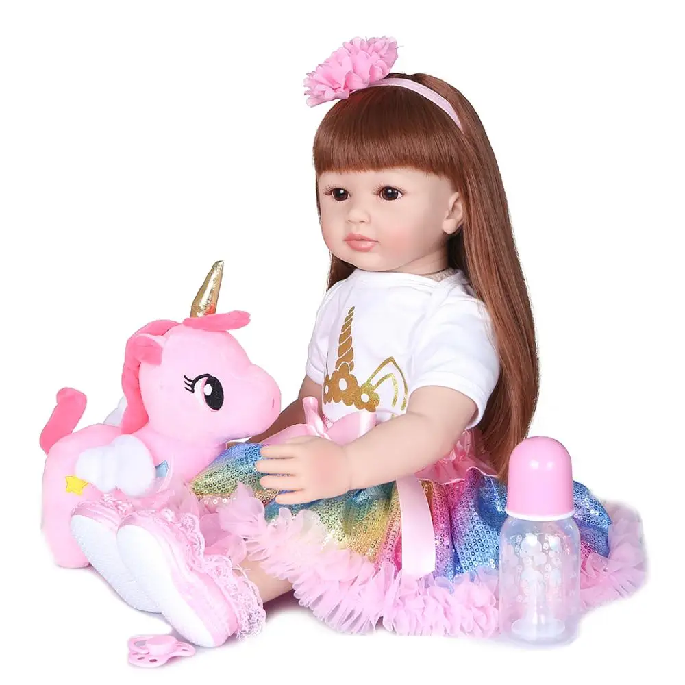 NPK 60 см Мягкая силиконовая Кукла Reborn игрушка для девочки два цвета волос