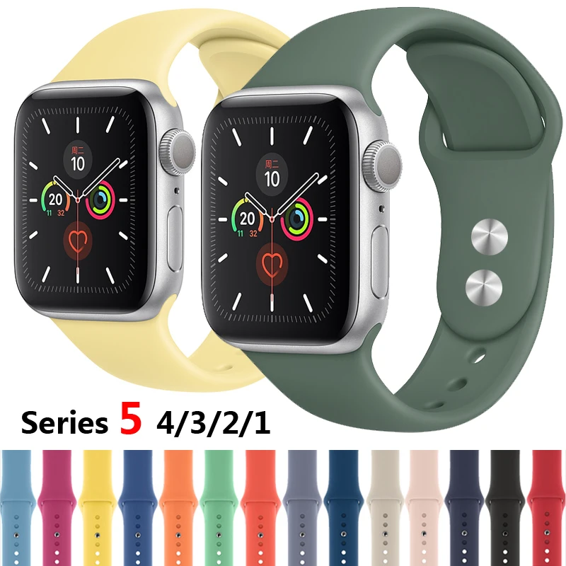Спортивный силиконовый ремешок для apple watch band 4 44 мм 40 мм iwatch band 42 мм 38 мм ремень для браслета apple watch series 5 4 3 2 аксессуары