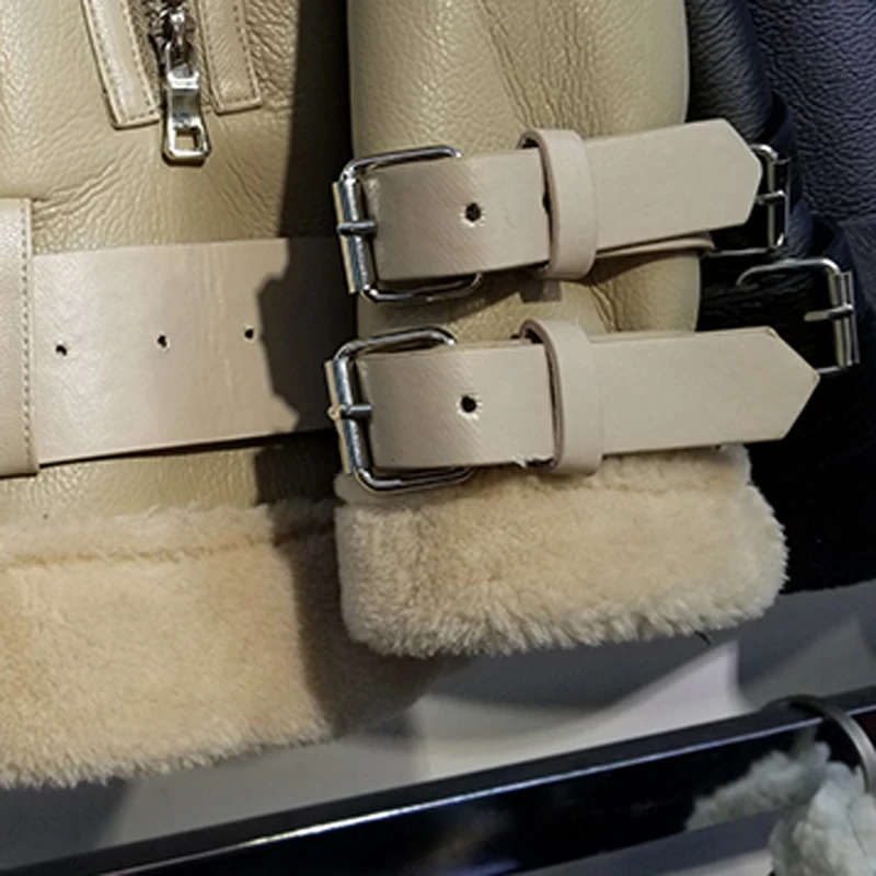 Винтажная женская меховая кожаная куртка и пальто Толстая теплая Автомобильная