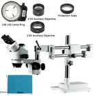 Тринокулярный стереомикроскоп с двойным рычагом и зумом 3,5x-90X, для лабораторного наблюдения, промышленная пайка печатных плат