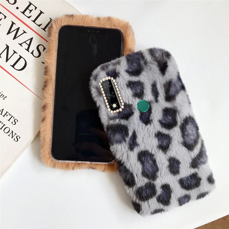 

For HuaWei Y8S Mate 40 RS Plus Honor 30 Pro Lite 30S P Smart 2020 Cases Fashion Leopard Plush rabbit diamond Silicone Cover