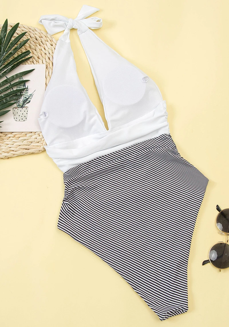 Купальник с высоким вырезом слитный купальный костюм большого размера для