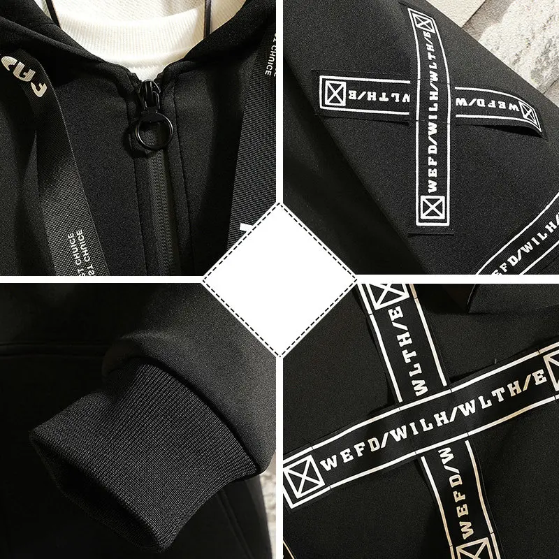 

2021 Spring Autumn Streetwear Bomber Jackets Men Hooded Casual Loose Letter Print Windbreaker Jacket Male Hip Hop Coat Homme