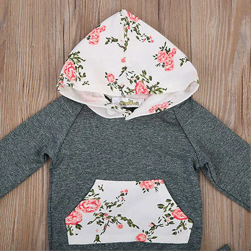 Baby Girls Hoodie Tops Girl Floral Pants Toddler Leggings Clothes Kids Outfit Set