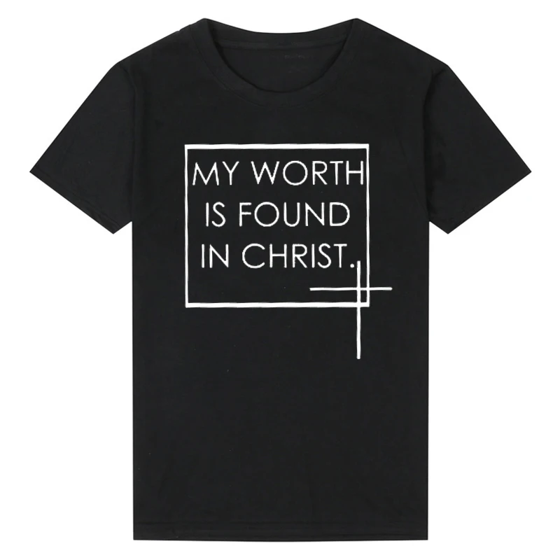 Футболка с надписью My Worth Is Found In христос женские модные топы христианской верой