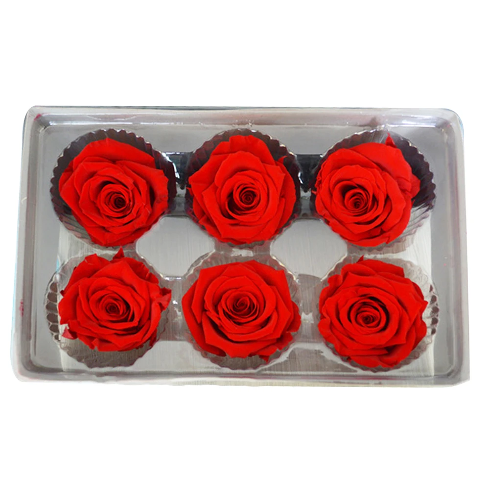 6PCs/Box Preserved Fresh Rose Flower Heads Class B 5-6CM Roses Dried Handmade DIY Eternal Arrangement |
