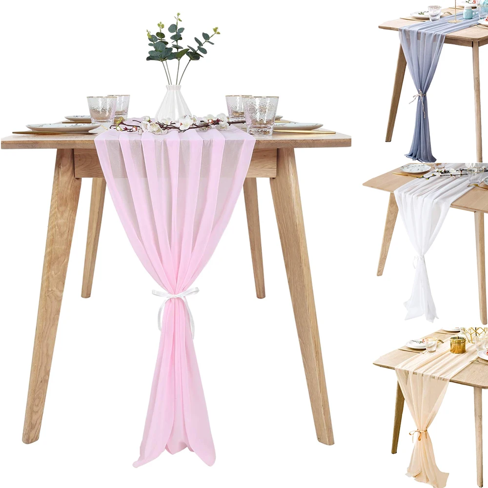 305*30 см мягкая шифоновая Скатерть для свадьбы Рождества вечеринки домашний