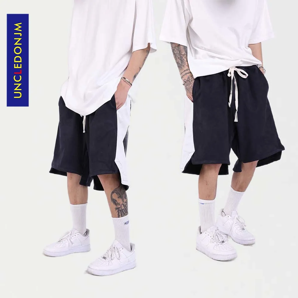 

UNCLEDONJM Panelled plus size shorts mens street wear Loose sweat shorts 2021 punk pants korean fashion shorts homme 87132