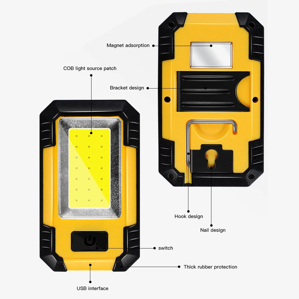 저렴한 휴대용 COB LED 비상 조명, 30W, 슈퍼 밝은 방수 캠핑 텐트 라이트, 충전식 야외 작업 손전등