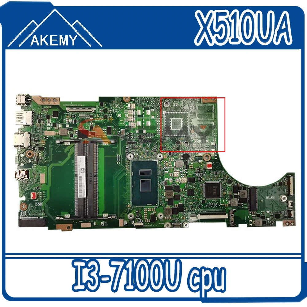 Akemy X510UA X510UAR Материнская плата ASUS X510UN X510UQ X510UQK X510UNR X510U лаптоп материнской платы W/ I3