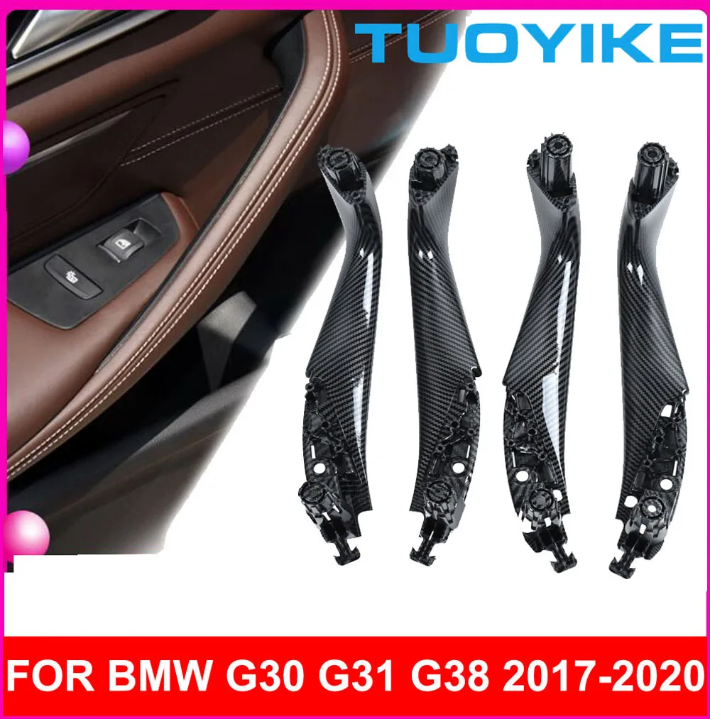 

Carbon Fiber Car Front Rear Left Right Interior Door Pull Handle G30 G31 G38 Trim Cover Panel For BMW F90 5-series 525 528 530
