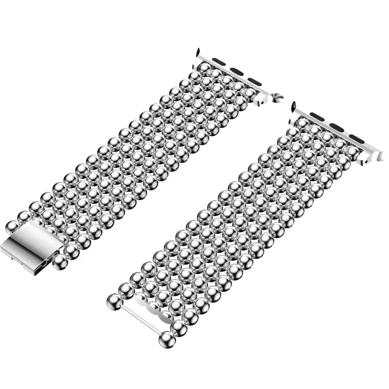 Ремешок для часов Apple Watch Band 38 мм 40 42 44 браслет из нержавеющей стали с бусинами iWatch