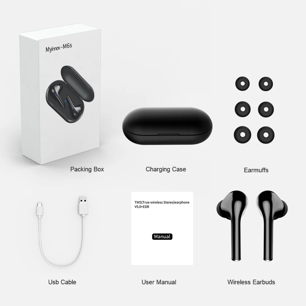 

M6s Earphones Bluetooth Wireless Headsets Touch Control Sport HD call Music TWS Earbud For Xiaomi Huawei iphone Samsung Earphone