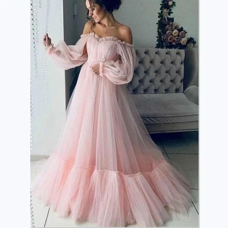 

Elegant Vintage Women Maxi Dress 2020 Summer Slash Neck Ruffles Dress Mesh Patchwork Dress