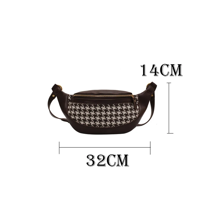 

Small Women's Fanny Pack Plaid leather Waist Bag Chest Shoulder Crossbody Luxury Designer Handbags Female Waist Purses WB4511
