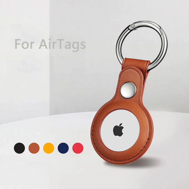 

PU Leather Case Cover For Apple AirTag Tracker Location Protector For iphone Air tags Anti-fall Protective Sleeve Wiht Keychai