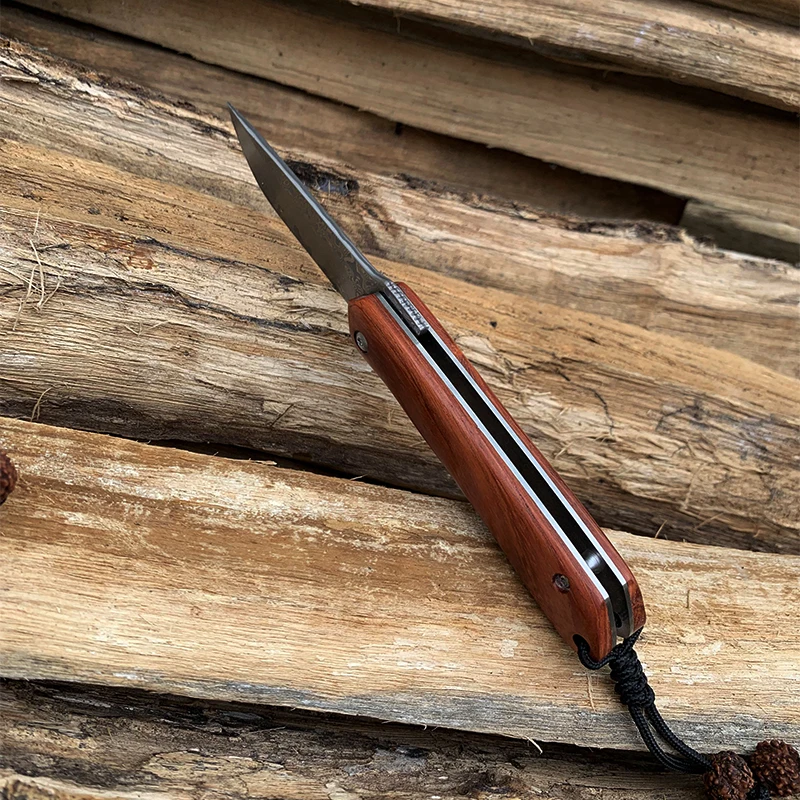 Ручной работы палисандр дамасский карманный нож 440C edc охотничья рыболовная