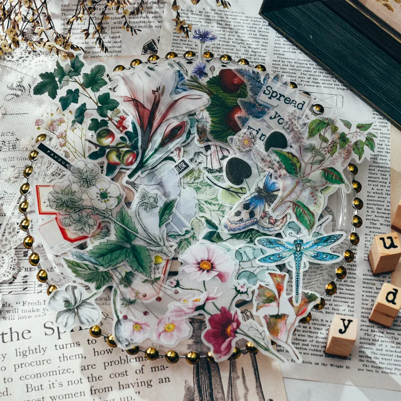 YPP CRAFT 50pcs винтажные растения Vellum бумажные наклейки для скрапбукинга DIY