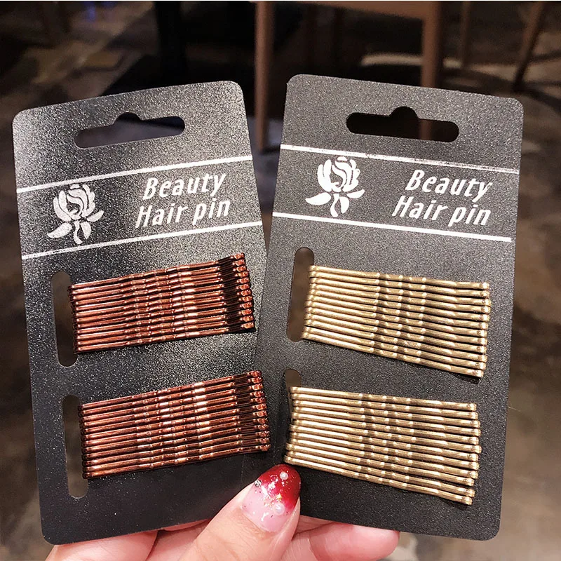 Заколки для волос женские 24 шт./упак. базовые черные золотые 5 см качественные