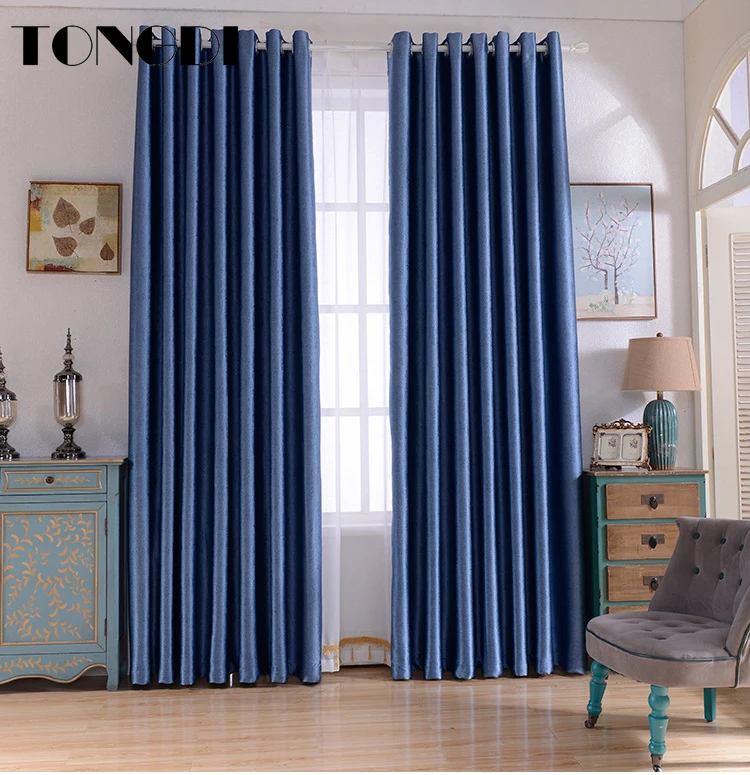 

TONGDI Modern Blackout Curtain Soft Shading Elegant Solid Color Luxury Decoration For Parlour Bedroom Living Room Window Panel