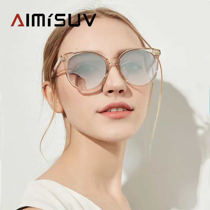 AIMISUV Модные прозрачные солнцезащитные очки для женщин Розовая Круглая розовая