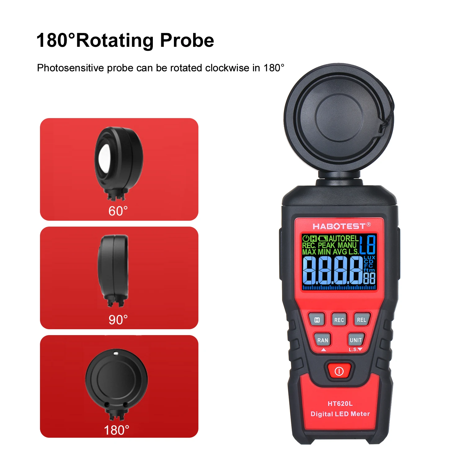 HABOTEST HT620 ручной Цифровой Люксметр с ЖК-подсветкой люксовый осветительный