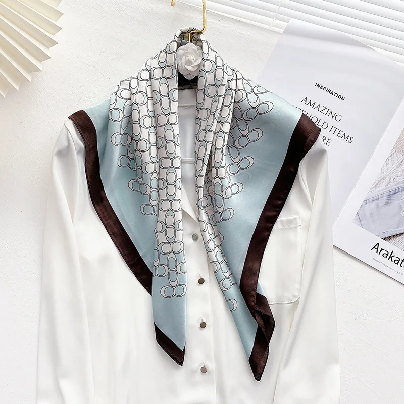 

Hair Band Women Design Brand Kerchief Neck Scarfs 70cm Square Head Scarves Satin Silk Bandana for Ladies Handkerchief
