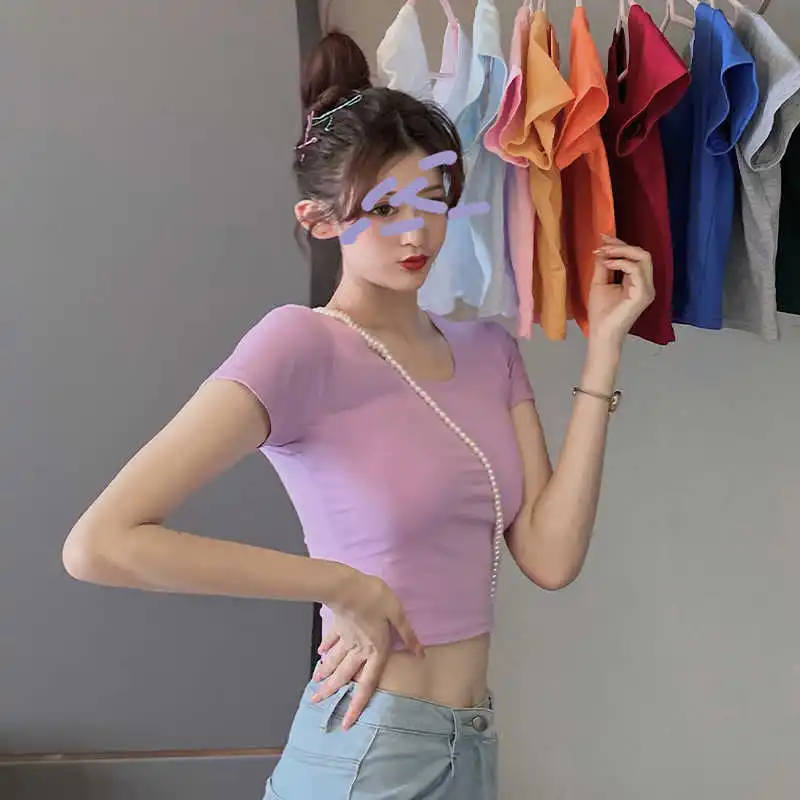 Новинка весна лето женская одежда 2021 пикантный укороченный топ с высокой талией