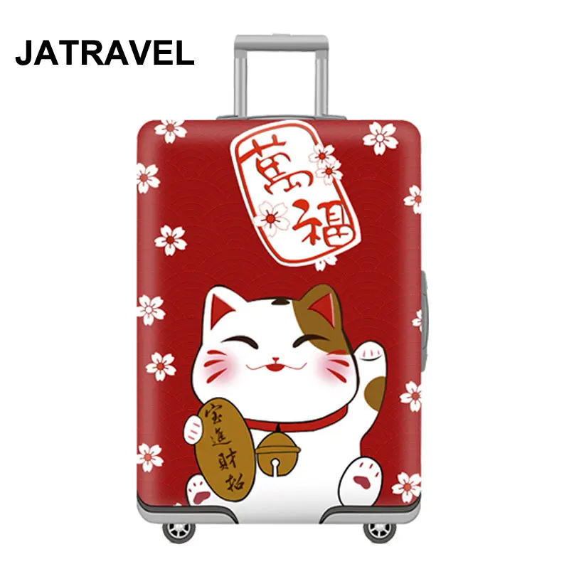 JATRAVEL с изображением из мультфильма Lucky Cat путешествия толстые эластичные Чемодан чемодан защитный чехол, относятся к 18-32 дюймов Чехол, аксессуары для путешествий