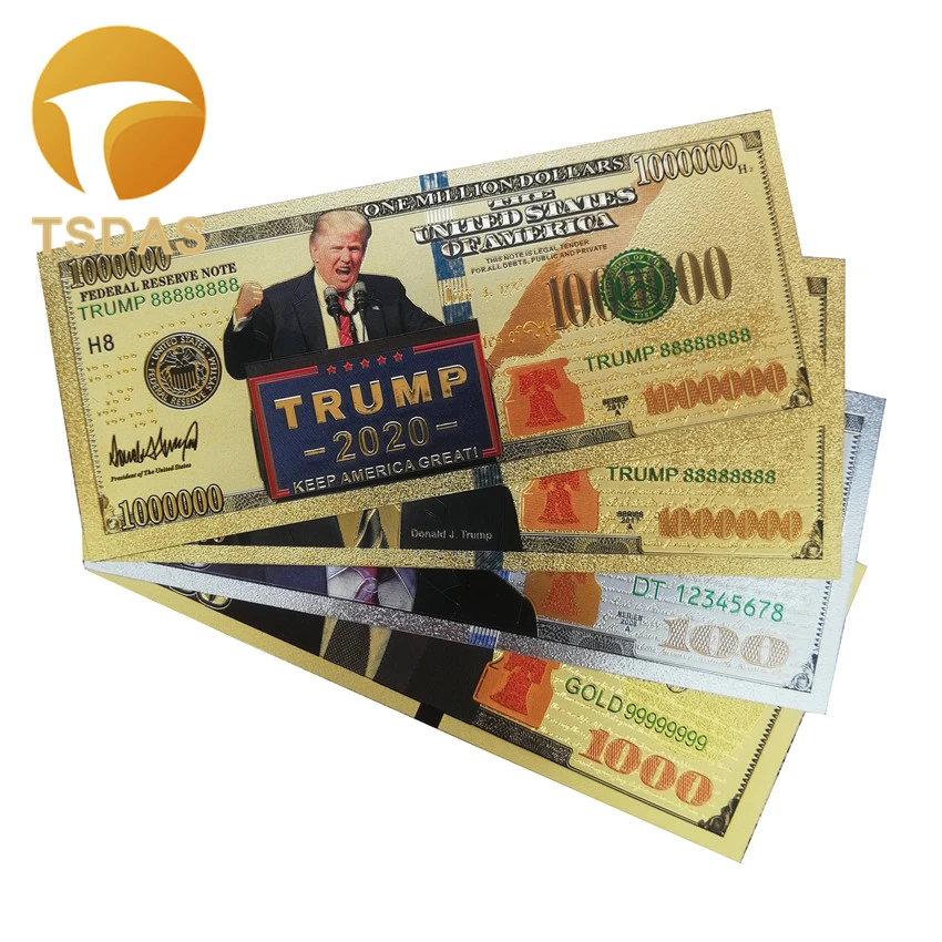 4 шт./компл. президент США Дональд Трамп новый цветной $100 1 миллион долларов купюр