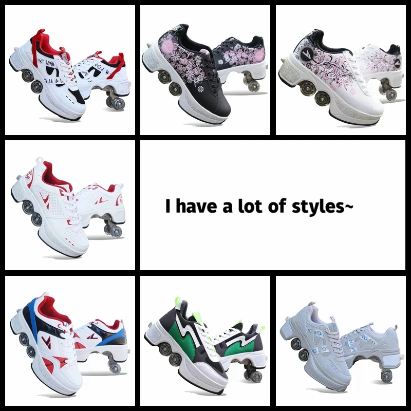 

Adults Unisex Roller Skates with 4 Wheels Casual Shoes Deformation Heelys Parkour Sneakers For Kids Rounds Children Of Running