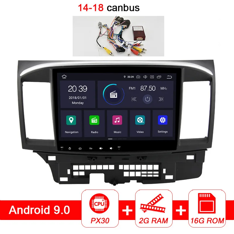 14-18 With Canbus Автомобильный мультимедийный плеер AUTOTOP 10," 2din Android 9,0 для Mitsubishi Lancer Galant Fortis, автомагнитола RDS, Wifi, Mirrorlink, BT, без DVD - Цвет: 14-18 With Canbus
