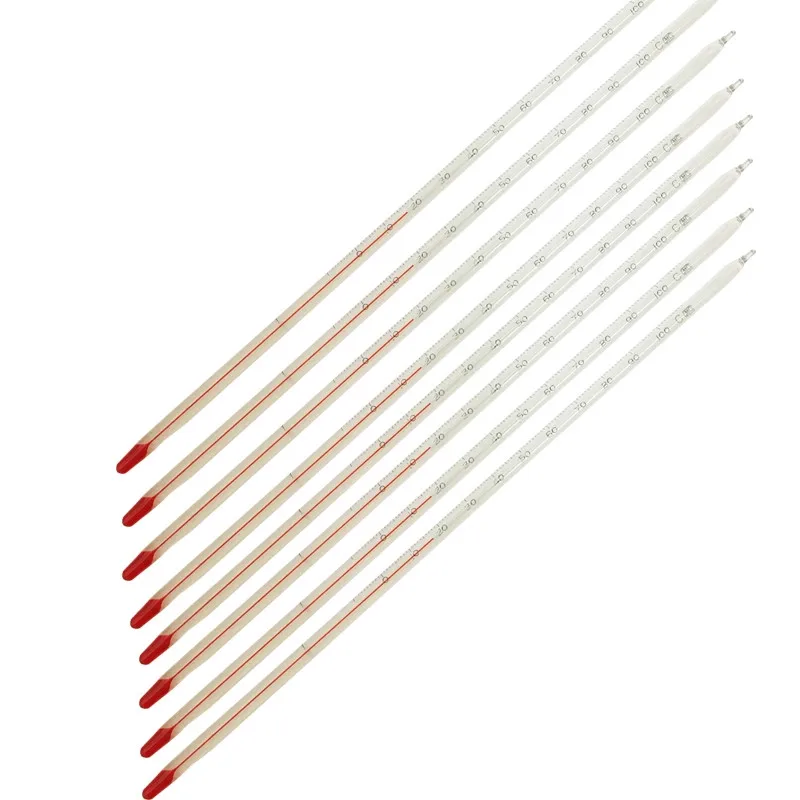 Стеклянный термометр от 30 до 100 градусов по Цельсию красный водяной базовый для