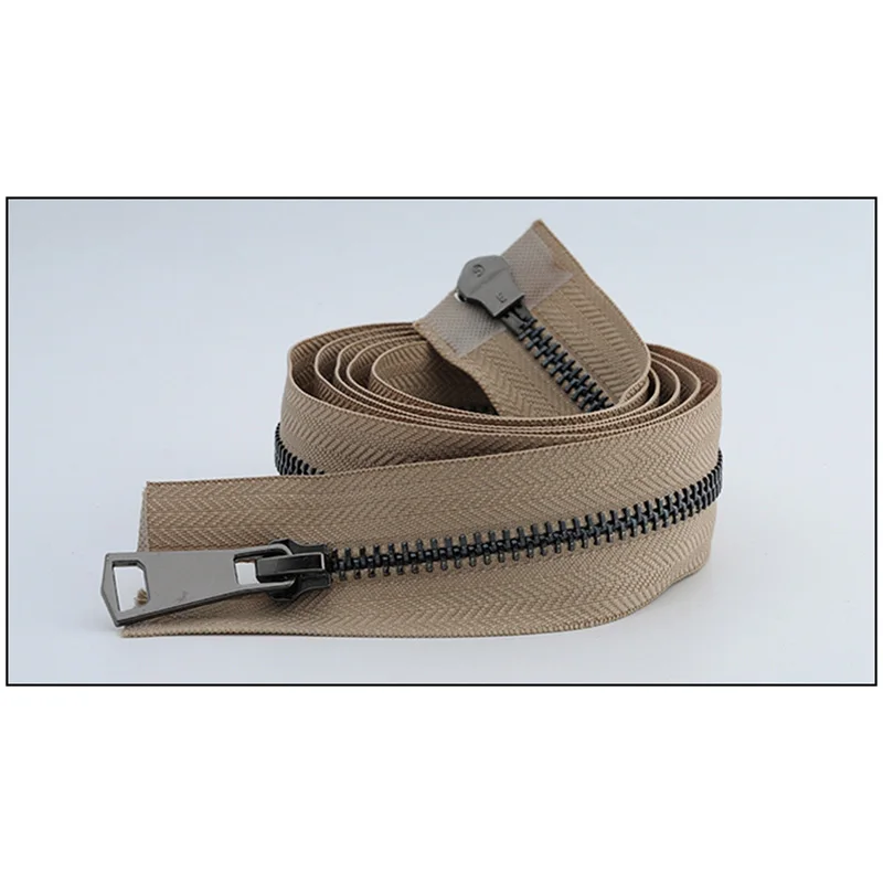 black-khaki Meetee 120 см 5# Металлические молнии двойной слайдер открытый конец молнии DIY Швейные Инструменты пуховик пальто одежда портной ремонт аксессуары - Цвет: black-khaki