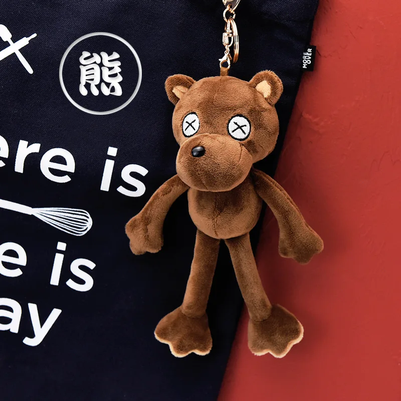 

21CM Plush Toy Bear Keychain Cute Bear Doll Key Chain Women Ladies Bag Pendant Accessories Keyring Children Gift