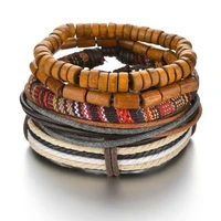 2021 fashion braided wrap leather bracelets vintage charm ethnic tribal wristbands jewelry accessories gift
