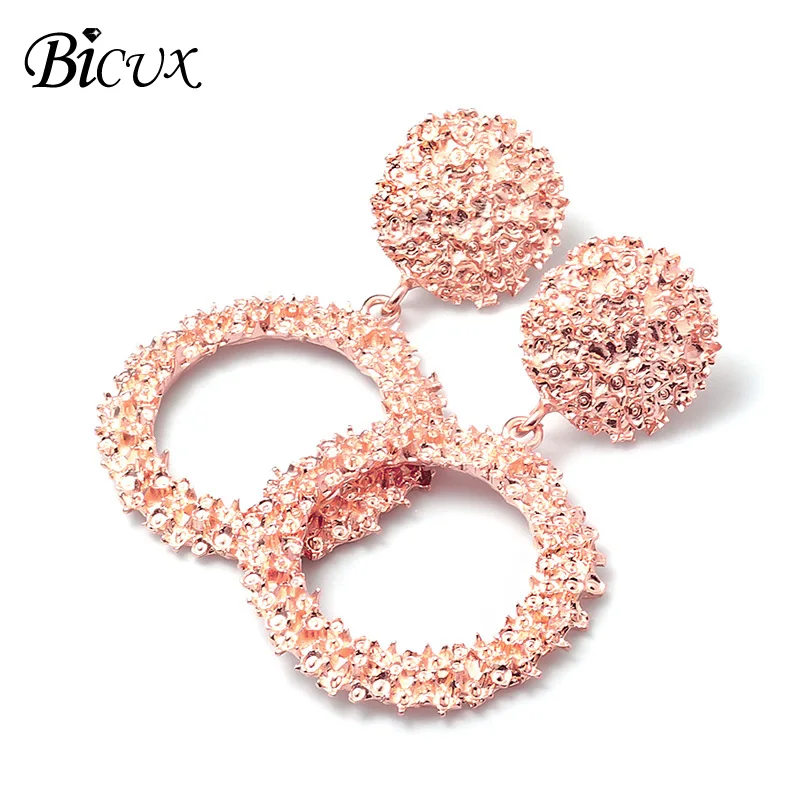 Rose Gold 3 BICUX, модные золотые Висячие серьги для женщин, массивные большие геометрические металлические серьги, Женские Висячие серьги, современные ювелирные изделия - Окраска металла: Rose Gold 3