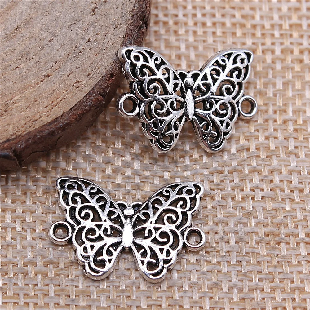 

Charms for Jewelry Making Findings Handmade DIY Craft 30pcs Antique Silver Color 14x21mm Butterfly Connector Charms Pendant