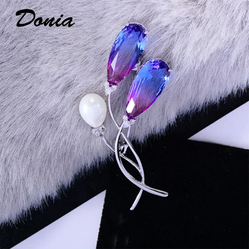 Модная новинка трехцветная булавка микро набор брошь из циркония в виде