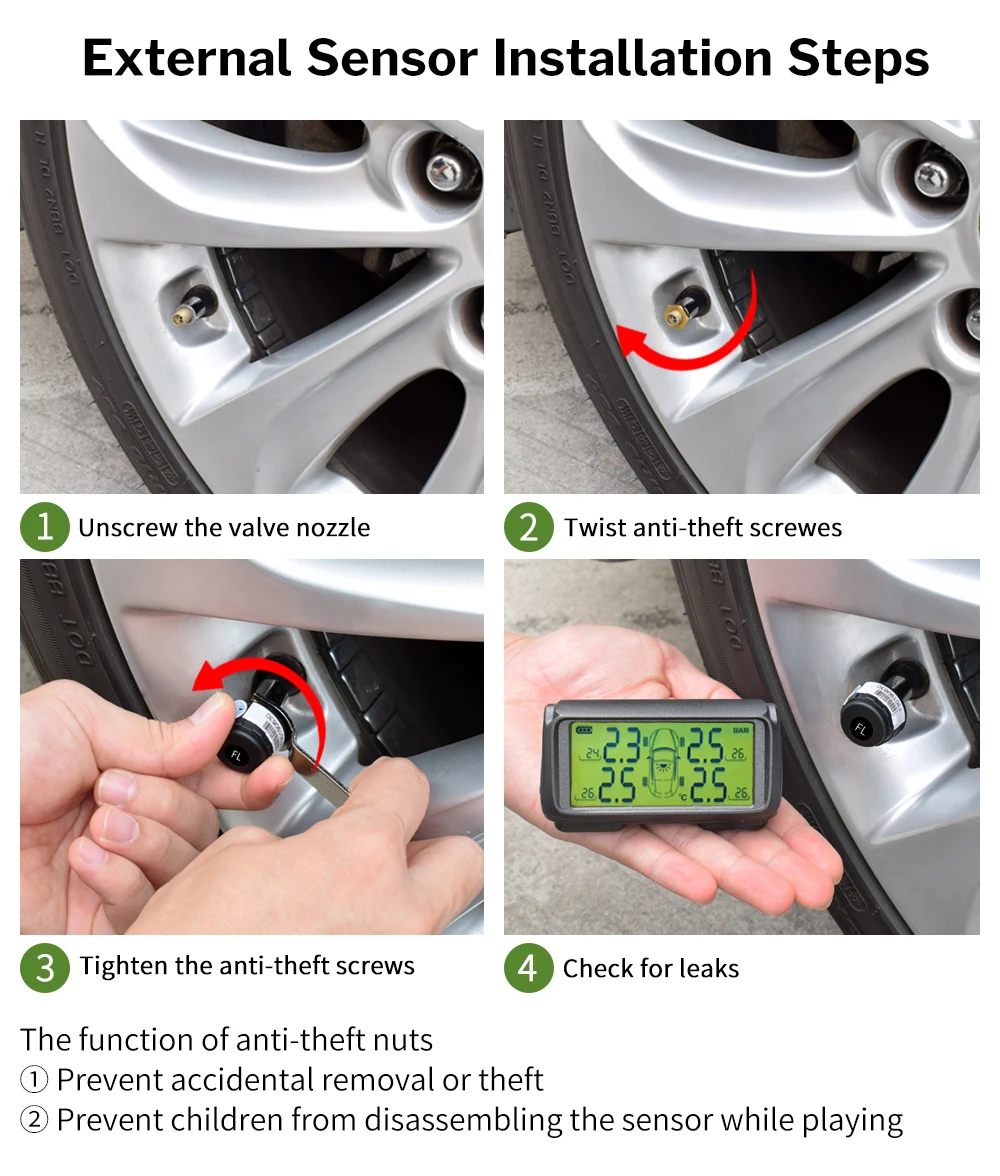 Автомобиль TPMS сенсор шин давление мониторинга системы Индикатор солнечного света шин беспроводной s TMPS колёса охранной сигнализации внутренняя и внешняя