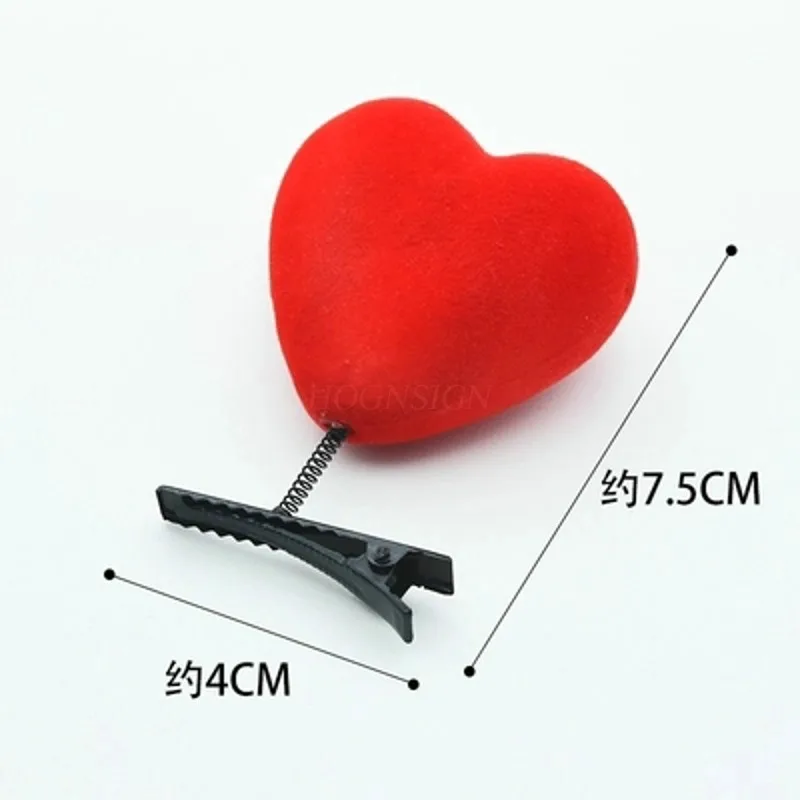 2 шт. заколки для волос Детские милые с большим красным сердцем пружинная заколка